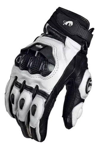 Guantes De Moto Racing Guantes De Piel Para Verano E Inviern Color Blanco Talla M