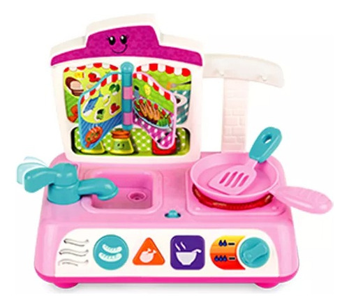 Juguete Cocina Interactiva Musical C/luz + Accesorios Winfun Color Rosa