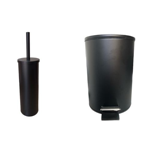 Set Cesto 3l Y Cepillo Negro Mate