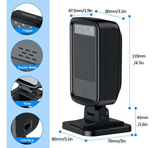 1d / 2d Automático Omnidireccional Escritorio Con Cable Usb