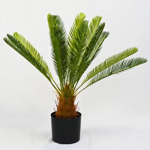 Planta Artificial Palmera Cycas Con Textura Realista 70cm Color Verde Oscuro