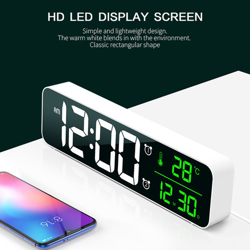 Despertador Led: Termómetro, 2 Alarmas, 5 Niveles De Brillo,