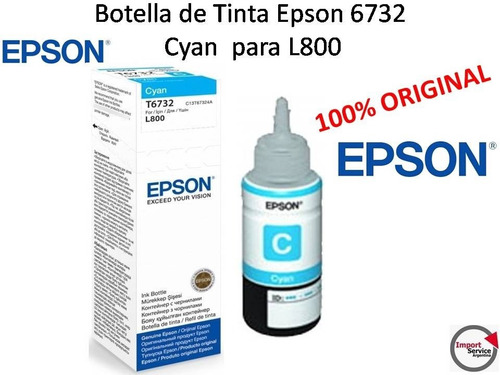 Botella De Tinta Epson 673 , Cyan, Para L800 (t673220)
