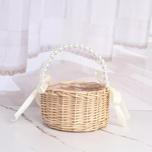 Cesta Decorativa De Flores De Mimbre Para Bodas, 2 Unidades