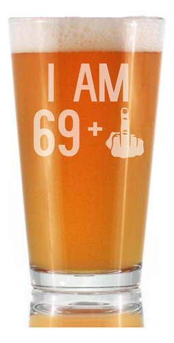 69 + 1 Dedo Medio - 16 Oz De Vidrio De Pinta Para Cerveza -