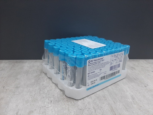 Tubo Vacutainer Bd Con Tapón Azul Gradilla De 100 Unidades