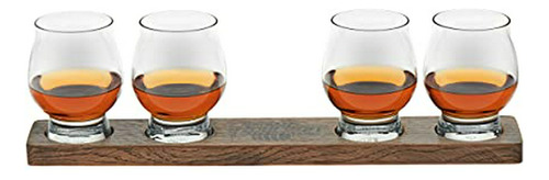 Set De Degustación De Whisky Bourbon Con Paddle De Madera