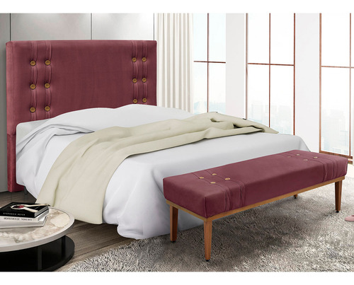 Kit Recamier E Cabeceira Santorini Spz 195cm King Veludo Cor Vinho-2229