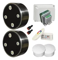 Comprar Kit Completo Iluminacion Pileta Hormigon 2 Luces Led Sumergibles Hidroled 16w Rgb Y Blanco Acero Inox. Macizo 316 + Controlador Rgbw + Transformador + Caja Estanca + Cajas De Pase Listo para instalar