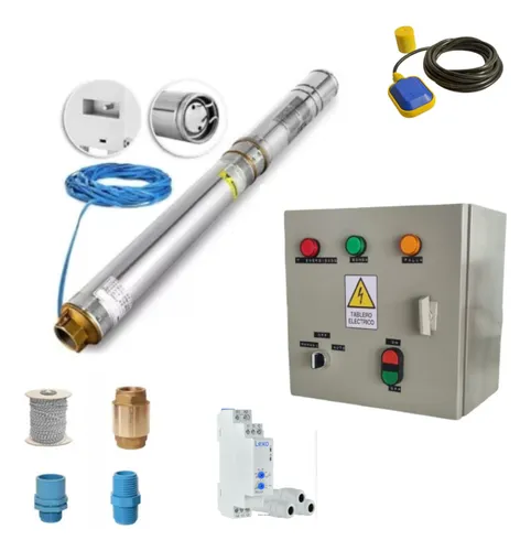 Kit Bomba Automatica Pozo 4puLG 2.0 Hp Q+tablero+piezas Inst