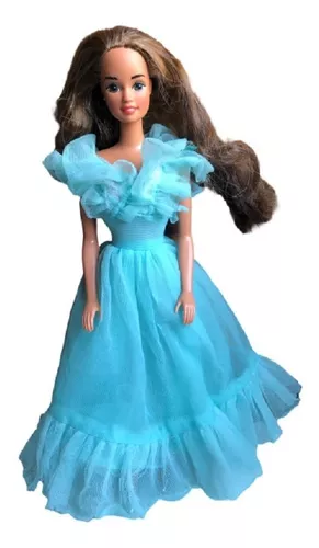 Barbie antiga vestido azul