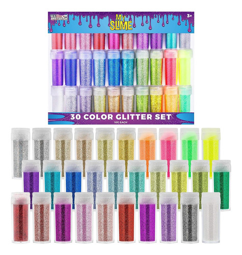 Set De 30 Pinturas Glitter Colors Todo Uso U.s. Art Supply