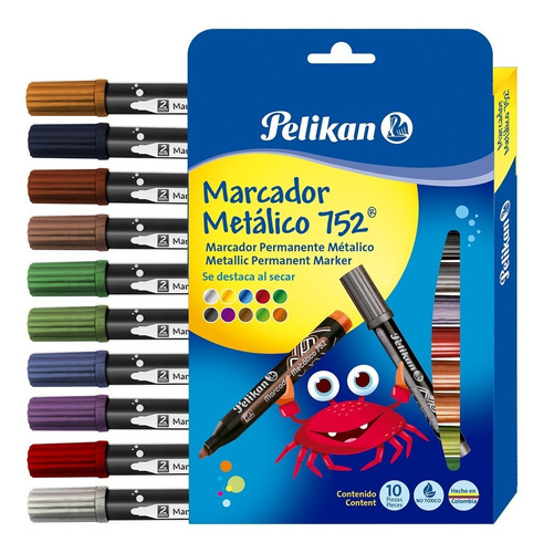 Marcador Pelikan Metalizado Caja X 10 Unidades 752 Dibujo