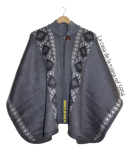 Maxiruana Poncho Hombre Lana Alpaca Urbana Ligera Con Capota