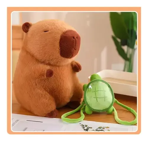 Brinquedo Capivara Mochila De Tartaruga M | Fofa | Pelúcia Cor Marrom Brinquedo Criativo