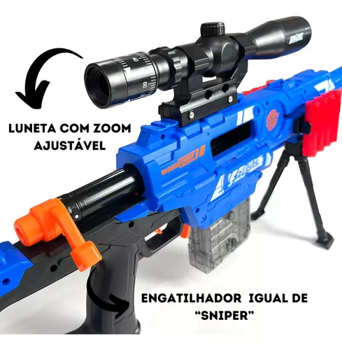 Sniper Brinquedo Atira Dardos C/ Luneta 20 Balas Estilo Nerf