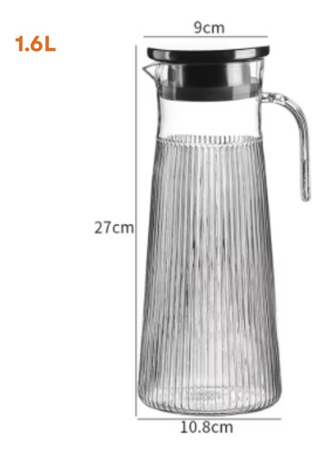 Jarra Irrompible De Acrílico 1,6l Para Bebidas Multiuso Negro