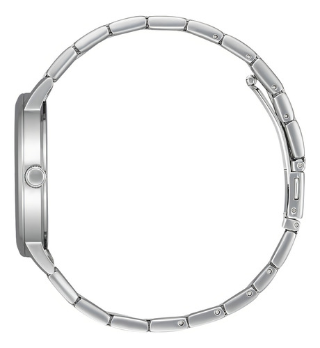 Reloj De Pulsera Citizen Quartz Bi5070-57a De Cuerpo Color Plata, Analógico, Para Hombre, Fondo Blanco, Con Correa De Acero Inoxidable Color Plata, Bisel Color Plata Y Desplegable