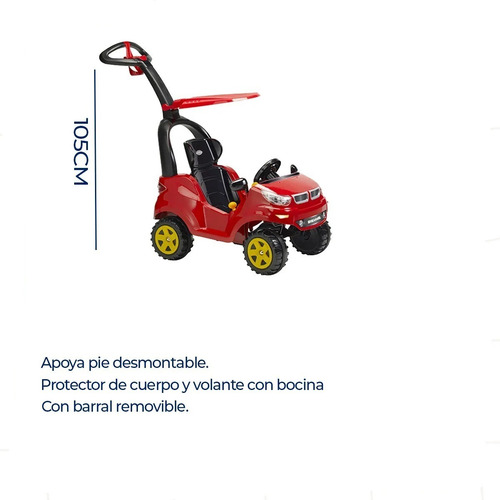 Imagen 2 de 4 de Andarin Push Baby Rojo Asiento Reclinable 2 En 1 727