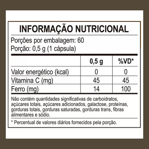 Ferro Com Vitamina C 60 Cápsulas - Unilife