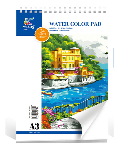Cuaderno De Acuarela Gruesa Sketchbook Dibujo 24hoja A3 160g