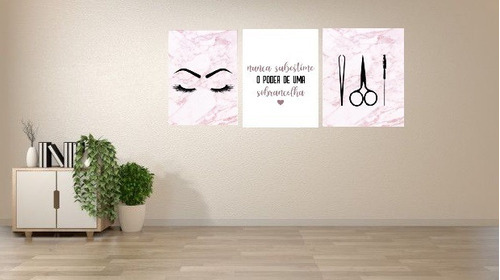 Kit 3 Placas Mdf Quadros 20x30 Sobrancelha Estética Cílios Designer sobrancelha