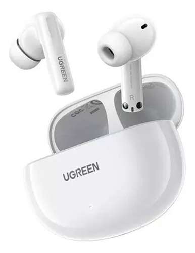 Fone De Ouvido Cancel. Ruído Ativo Ugreen Hitune T6 30 Horas Cor Branco Luz Vermelho