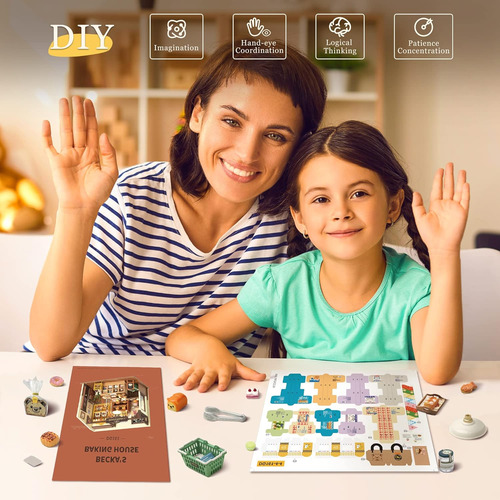 Robotime Miniature House Kit Diy Mini Dollhouse Con Accesori