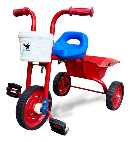 - Triciclo Infantil A Pedal Caño Vxplay Ruedas Metal Y Goma Color 701-rojo-azul