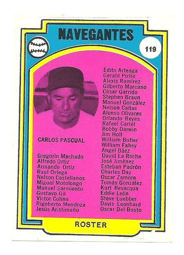 Barajita-roster Navegantes Del Magallanes, Año 72-73,·119