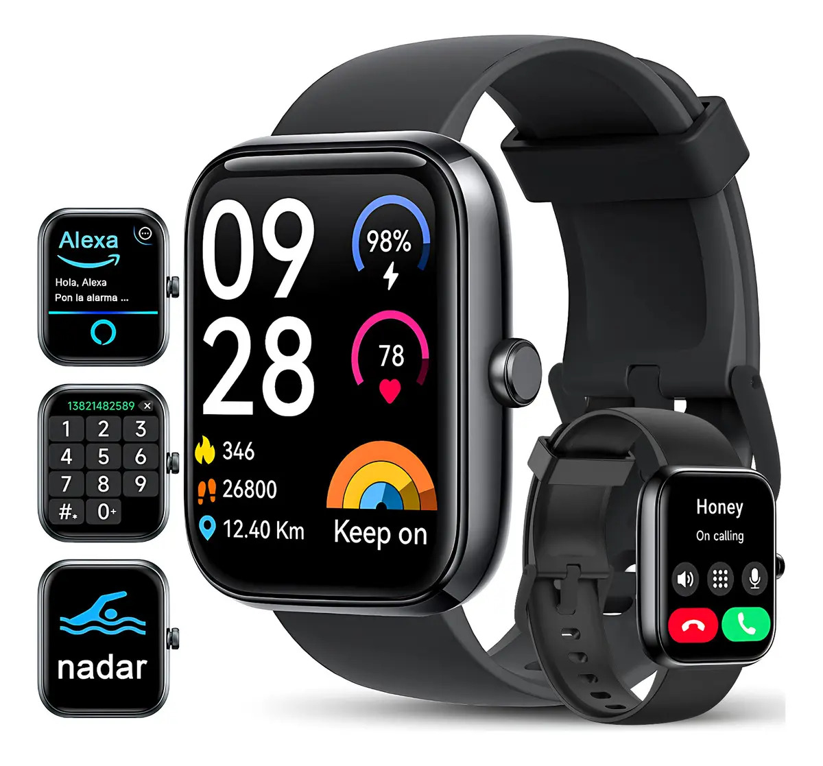 Imagen de Smartwatch Aitafy AITAF-Y25 Negro para Hombre y Mujer con Llamadas Bluetooth y Resistencia al Agua IP68