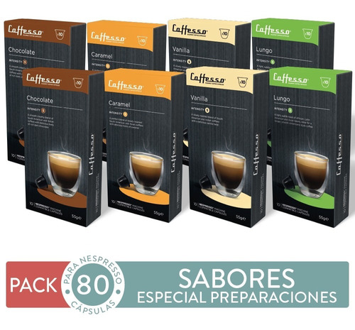 Pack 80 Cápsulas Sabores - Para Nespresso