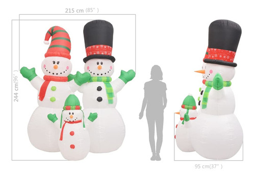 Muñecos De Nieve Inflables Navideños Family Vidaxl Con Led D