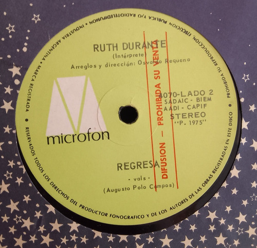 Ruth Durante- Cancion Para Tu Vuelta- Vinilo Simple- Promo