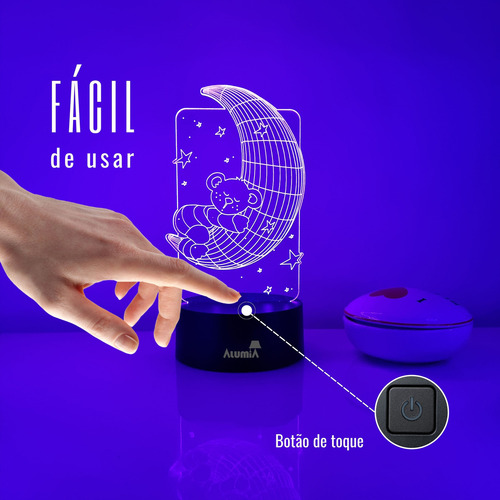Abajur Luminária Led 3d Lua Para Presente Decoração Quarto