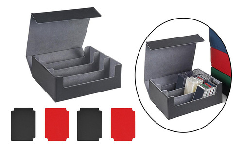 Jjj Estuche Para Tarjetero Gris Negro Divisores Rojos Negros