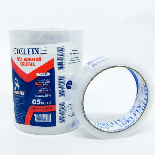 05 Fitas Adesivas Durex Transparente 24mmx50 Metros Delfix