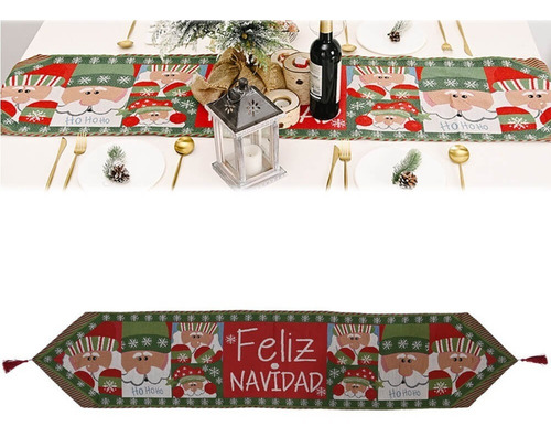 Mantel Camino De Mesa Navideños Nieve Bordado Navidad Cocina