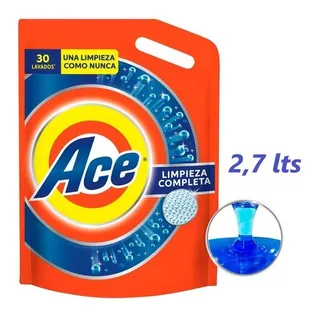 Jabón Liquido Ace 2,7 Lt Solución Total Ropa Blanca Y Color