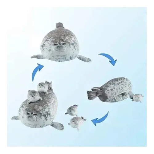 Foca Peluche 40cm + 4 Foquitas Bebes