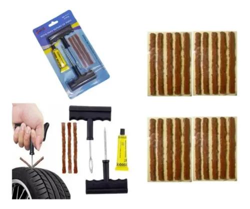 Kit Conserto E Reparo De Pneus Carro Moto 23 Refis Macarrão