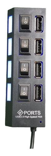 Adaptador Hub Multipuertos Usb 2.0 Tipo Regleta 4 Puertos Pc