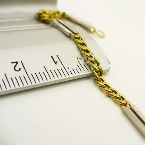 Pulsera Oro 18 Kts Hombre Mujer Boston Cadena Cubana 3.2 Grs Diámetro 3 Cm Largo 20 Cm