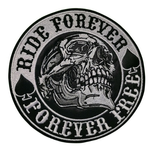 Parche Bordado Ride Forever Skull 15cm X 15cm