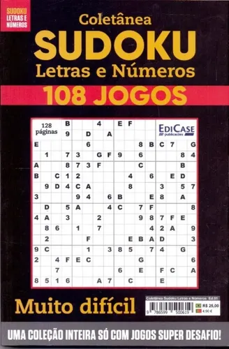 Colección de letras y números de Sudoku Ed. 01:108 Games, Of Miscelánea., vol. 1. Editorial Edicase, tapa blanda en portugués