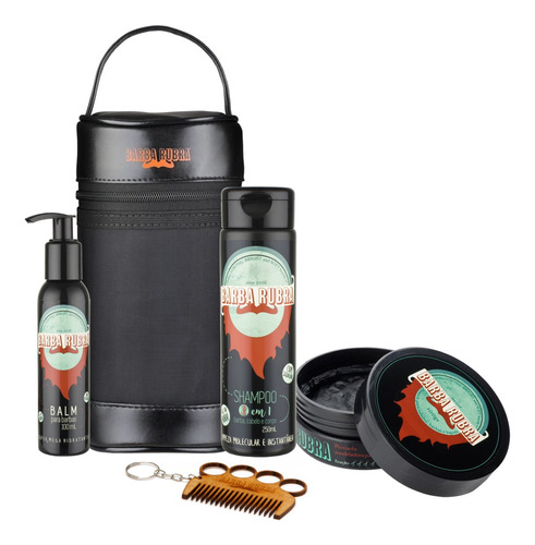 Kit Produtos De Barba Necessaire Shampoo 3x1 Balm Pomada