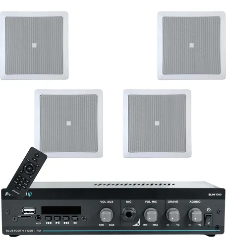 comprar Kit Som Ambiente Slim 1000 Frahm + 4 Arandelas Jbl
