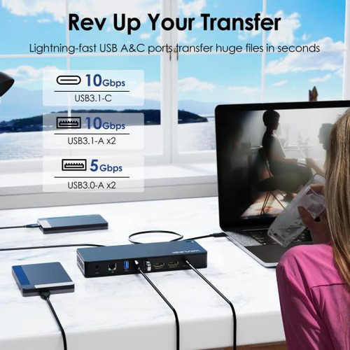Wavlink Estación De Acoplamiento Usb C Para Monitor Dual, Ba
