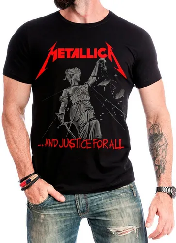 Camiseta De Rock Masculina Metálica Justice Heavy Metal