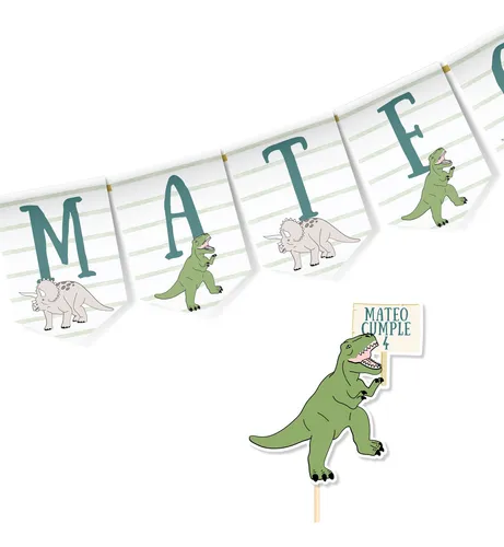 comprar Kit Imprimible Banderines Toppers Dinosaurios Cumple T-rex 